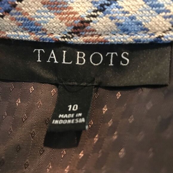 Talbots A-Line Skirt Women Size 10 Blue/Brown Windy Plaid Faux Wrap Knee Length - Picture 11 of 12
